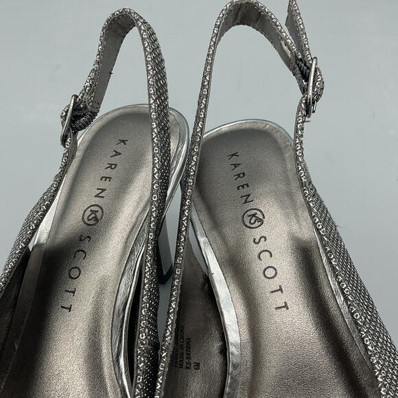 NEW Karen Scott Women’s Breena Slingback Peep-toe Pumps Pewter Size 6M - Picture 5 of 10